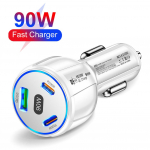 5-pordiline 75w autolaadija kiirlaadimine Pd Qc3.0 auto-usb-laadija C-t&uuml;&uuml;pi telefoni laadija autos iPhone'i jaoks Xiaomi Huawei Samsung 3Ports 90W valge