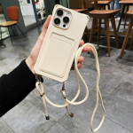 Crossbody Wallet Card Slot vedel silikoonist &uuml;mbris iPhone'i 15 14 13 12 11 Pro Max 15 14 Plus XS Max XR X 7 8 Plus 6 6s Paela k&ouml;ie pehme kate jaoks iPhone 6/6s/7/8/SE 2020 valge