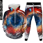 S&uuml;gisene meeste dressikomplekt 3D Universum Galaxy Planet Astronaut Print 2tk Dressid+Treeningp&uuml;ksid Mood Naiste R&otilde;ivad Suurus S-6XL S