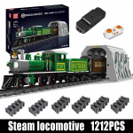 Mold King 12024 tehniline auto ehitusplokk kaugjuhtimispuldiga auruvedur rongitunneli osaga mudel lastele j&otilde;ulukink roheline