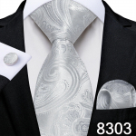 H&otilde;behall 8,5 cm kaelasideme komplekt meestele T&auml;istriibuline siidist lips Hanky ​​mansetin&ouml;&ouml;bid Pulma&auml;ri lips N-8303