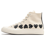 Comme des Gar&ccedil;ons PLAY x Converse Chuck 70 High Multi Heart - Milk Black Unisex Tossud Cream Egret A08148C 35