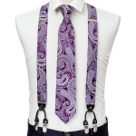 Fashion 6 Clip Meeste lipsuhoidjad 3,5 cm Reguleeritava laiusega elastne rihm Punased traksid Suspender Siidist lipsukomplekt BJ-2010,N-1493