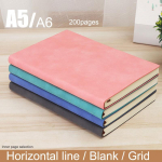 A5/A6 pehmest nahast p&auml;evik Horisontaalne/t&uuml;hi/ruuduline m&auml;rkmik, klassiruumitasku 200-lehek&uuml;ljeline m&auml;rkmik A6 horizontal line ts&uuml;aan