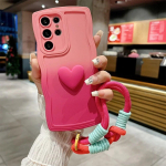 Gradient Love Wave Border telefoni&uuml;mbris Samsung Galaxy S24 S23 Ultra S22 Plus S21 FE A52 50 A23 A25 A73 A05s randmepaela kaitsekate For Samsung S23Ultra roosa punane v&auml;rv