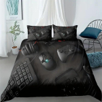 3D M&auml;nguvoodipesu komplekt, M&auml;ngukontroller, Sulet&auml;idisega tekk ja padjap&uuml;&uuml;r, M&auml;nguri tekikott DE135 * 200 Luksuslik pehme kodutekstiil Baby 100x135cm black