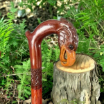 Kotkapea graveeritud maoga, 3-kordne tuhapuust jalutuskepp, ilus k&auml;tega kaetud kepp 93,98 cm k&otilde;rgus loomulik v&auml;limus