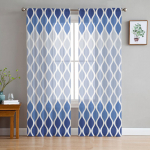Maroko tekstuuriga sinised l&auml;bipaistvad kardinad elutuppa magamistuba kodukaunistuseks k&ouml;&ouml;k t&uuml;ll Windowsi jaoks Voile kardinad 135W x 114H(cm)