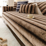 Paks soe &uuml;lipehme pl&uuml;&uuml;sis libisemiskindel diivanir&auml;tik Modern luksuslik Rabbit pl&uuml;&uuml;s L-kujuline diivanikate Universaalsed diivanikatted 70x70cm 1pc pruun