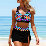 Naiste &otilde;larihmaga ujumistrikoo Blue Waves Print Bikini Tankini ujumistrikoo S must