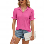 GMXIA naiste vabaaja moe suvine &uuml;hev&auml;rvilise tr&uuml;kiga l&uuml;hikeste varrukatega rev&auml;&auml;riga lahtised pluusid ja s&auml;rgid S lilla