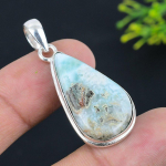 Looduslik Kariibi mere Larimar Kivi 925 Sterling H&otilde;be Ripats 1,85 Y5V23