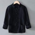 Vabaaja meeste hiina stiilis s&auml;rgid Traditsiooniline Kung Fu Tai Chi s&auml;rk mantel Tang &uuml;likond &uuml;htne jakk Meeste riided S must