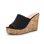 Uued trendikad naiste moekad kiilusandaalid Avatud Peep Toe Espadrille platvormiga sandaalid Naistele T&uuml;drukutele Kiilud Suvised Bohemian Slip-on kontsaga sandaalid 36 must