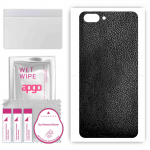 apgo Protective Skin Sticker for the back compatible with Realme C1, Wrap Film, Foil, Vinyl - Pattern Black Leather