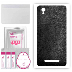 apgo Protective Skin Sticker for the back compatible with ZTE Blade A5 (2019), Wrap Film, Foil, Vinyl - Pattern Black Leather