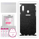 apgo Protective Skin Sticker for the back+sides compatible with Samsung Galaxy A20s, Full Wrap Film, Foil, Vinyl - Pattern Black Honeycomb