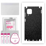 apgo Protective Skin Sticker for the back+sides compatible with Samsung Galaxy F12, Full Wrap Film, Foil, Vinyl - Pattern Black Honeycomb