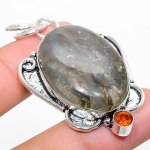 Natural Labradorite, Citrine Gemstone 925 Sterling Silver Pendant 2.17 f3d32