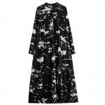 XITAO Print Patchwork Stand Collar Dresses DMJ3421 One Size must