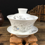 Jingdezheni suur keraamiline Gaiwan teetass K&auml;sit&ouml;&ouml;na valmistatud teekausike Hiina antiikne teekomplekti tarvikud Teetseremoonia joogiklaasid 220ml Capacity about 220ML
