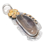 Natural Fluorite Gemstone 925 Sterling Silver Two Tone Pendant 2.48 w6f60