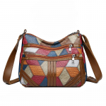 V&auml;rviline plokk-Plaid Decor mitmekihiline Crossbody kott Suure mahutavusega igap&auml;evaseks kasutamiseks m&otilde;eldud &otilde;lakott naistele Vintage pruun
