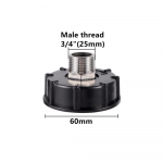 S60x6 j&auml;me keerme kuni 1/2 3/4 emaskeermega IBC veepaagi vahetusadapteri roostevabast terasest tila &auml;ravoolu liitmikud 3/4 inch Male Thread