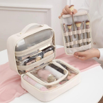 Suure mahutavusega meigikott k&auml;epidemega Lihtne elegantse stiiliga kosmeetikatoodete hoiukott Kaasaskantav reisi-tualett-tarvete korraldaja