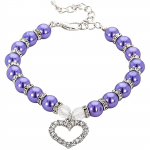 Armsad lemmikloomade ehted p&auml;rlitest kaelarihm, 1-osaline lemmikloomade p&auml;rlirihm v&auml;ikese lemmiklooma kassi koera kaelarihmale koera luust ripatsiga ehted S lilla