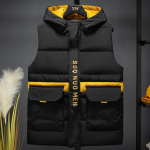 Soe varrukateta parka mehele vest Uus mood pluss suurus meeste mantel kapuutsiga vabaaja lukuga paks talvine meeste vest XL must