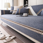 Puuvillane ja linane diivanipadi Four Seasons Universaalne diivanikate libisemiskindel elutuba Sirge diivanikatte r&auml;tik kriimustusvastane 90*240cm