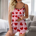 Prinditud pidžaamakomplektid naistele Pehmed kaheosalised puhker&otilde;ivaste komplektid Varrukateta topid L&uuml;hikesed p&uuml;ksid Sobivad pidžaamade &ouml;&ouml;pesu L armee roheline v&auml;rv