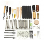 Kvaliteetne professionaalne DIY nahast k&auml;sit&ouml;&ouml;t&ouml;&ouml;riistade komplekt 59 tk must