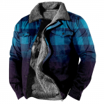 Meeste ruuduline mustriga fliisist paksendatud jakk Meeste vabaaja moodne soe mantel L sinine