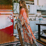 Vintage lillelised rannakimono naiste kattekatted suviste Bohemian Holiday ujumiskost&uuml;&uuml;mid Cape supelkost&uuml;&uuml;mid One Size oranž