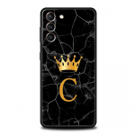 Crown Letter A-Z telefoni&uuml;mbris Samsung Galaxy S24 S23 Ultra S22 S21 S20 FE 5G S10 S10E S9 Plus S8 pehme silikoonist must kate Samsung S23 FE
