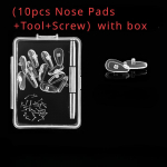 Prillide ninapadjad, t&auml;iustatud pehmest silikoonist &otilde;hukambriga prillide ninapadjad, 5 paari sissekeeratavaid 15 mm prillide ninapadjakesi koos kruvidega