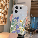 Lillede mustriga pehme l&auml;bipaistev silikoonist telefoni&uuml;mbris Xiaomi Redmi Note 13 Pro jaoks, Redmi 13C jaoks, kaamera p&otilde;rutuskindel kaitsekummist p&otilde;rkeraud Xiaomi Poco X3