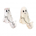 Halloweeni kummitus jalutamas koeraga kuju &Otilde;udne koomiksikummituse kutsika figuur vaigust skulptuur sise- ja v&auml;listingimustesse B