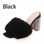 Paksu kontsaga roosad fuzzy sussid naistele h&otilde;bedased kivist k&otilde;rge kontsaga sandaalid Seksikad naiste peokingad 43 must