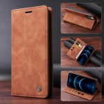 Vintage nahast klapp&uuml;mbris Samsung Galaxy A15 A54 A34 A24 A14 A05S A32 A22 A23 A73 A53 A52S A71 A51 M32 5G M22 rahakotikaardipesa raamatualuse kate Samsung M32 5G pruun