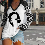 Honeybee Print Naiste Ts&auml;rgid Naiste Topid Pikkade varrukatega V-kaelusega Pullover Femme T-s&auml;rgid Naiste T-s&auml;rk XS kollane