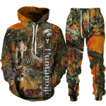 S&uuml;gisene Uus Hirvejahiga Kapuutsiga Pusad 3D Tr&uuml;kitud Kapuutsiga Pusad Vabaaja Meeste Camo Pullover Pusad P&uuml;ksid Komplekt Meeste riided XL
