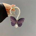 Butterfly Pearl hobusesabaklamber Elegantne juuste aksessuaar naistele Temperament Ball Juukseklamber Metallist Barrettes Peakate Pea Pandlaga sinine