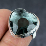 Looduslik Aleksandriit Kvarts Kalliskivi 925 Sterling H&otilde;bedast ehtes&otilde;rmus Suurus 7 b0P88