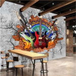Tapeet 3D Seinamaalid Kitarr Rock Tellissein KTV Taustasein Muusika Moodne Trend Baari Seinakate 200 cm(W) x 140 cm(H)