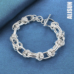 925 h&otilde;bedast t&auml;isringikujulise s&otilde;rmuse disainiga keti k&auml;ev&otilde;ru, moodsad pulmaehted 20CM