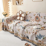 Puuvillane ja linane diivanir&auml;tik Boho stiilis diivanikate Retro lilleline puuvillase niidiga tekk Diivani futoni kate Vastupidav diivani libisemiskate 90X180cm