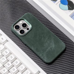 Luksuslik kiudnahast MagSafe'i magnetiline juhtmevaba laadimis&uuml;mbris iPhone'i 16 15 14 13 12 Pro Max Plus jaoks, pehme p&otilde;rutuskindel tagakaas iPhone 15 Pro Max tumeroheline v&auml;rv